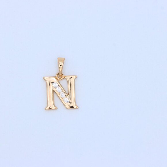 "Rose Gold Letter N Pendant with Crystals – 18K Gold Plated Charm, XPPT1363 - Picture 11 of 13